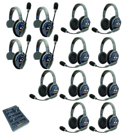 Eartec UltraLITE Pro16 Wireless Intercom System w/4x 1-Ear, 9x Dual-Ear Headsets