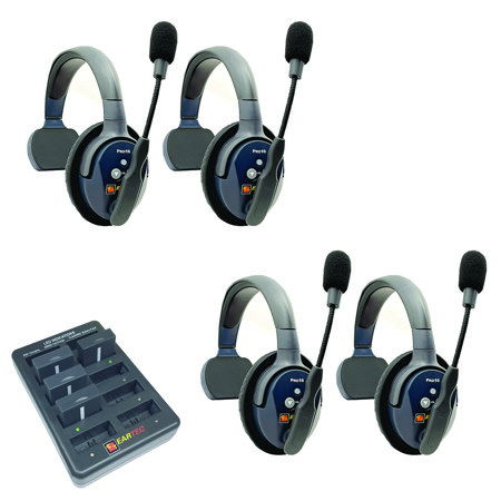 Eartec UltraLITE Pro16 ETP4S 2.4GHz Wireless Intercom System, 4x 1-Ear Headsets