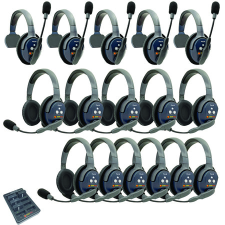 Eartec UltraLITE Pro16 Wireless Intercom System w/5x 1-Ear,11x Dual-Ear Headsets