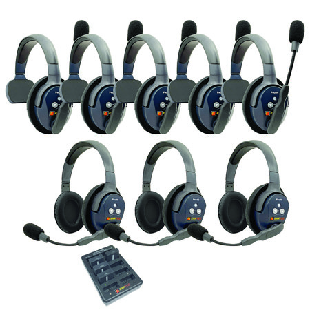 Eartec UltraLITE Pro16 Wireless Intercom System w/5x 1-Ear, 3x Dual-Ear Headsets