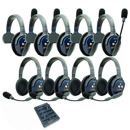 Eartec UltraLITE Pro16 Wireless Intercom System w/5x 1-Ear, 4x Dual-Ear Headsets