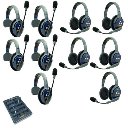 Eartec UltraLITE Pro16 ETP55 2.4GHz Dual Channel Long Range Full Duplex Wireless Intercom System with 5x Single-Ear & 5x Dual-Ear Headsets