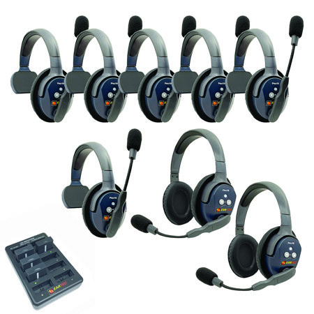 Eartec UltraLITE Pro16 ETP62 2.4GHz Dual Channel Long Range Full Duplex Wireless Intercom System with 6x Single-Ear & 2x Dual-Ear Headsets