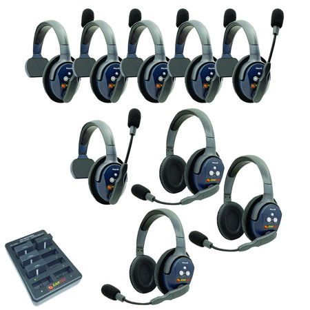 Eartec UltraLITE Pro16 Wireless Intercom System w/6x 1-Ear, 3x Dual-Ear Headsets