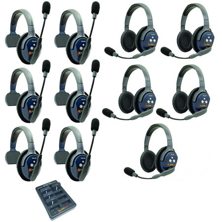 Eartec UltraLITE Pro16 ETP65 2.4GHz Dual Channel Long Range Full Duplex Wireless Intercom System with 6x Single-Ear & 5x Dual-Ear Headsets