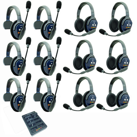 Eartec UltraLITE Pro16 Wireless Intercom System w/6x 1-Ear, 6x Dual-Ear Headsets