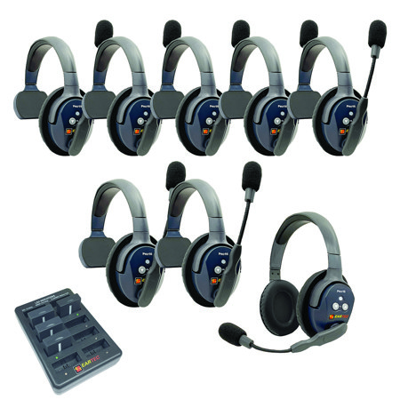 Eartec UltraLITE Pro16 ETP71 2.4GHz Dual Channel Long Range Full Duplex Wireless Intercom System with 7x Single-Ear & 1x Dual-Ear Headsets