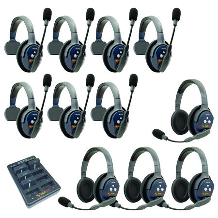 Eartec UltraLITE Pro16 ETP74 2.4GHz Dual Channel Long Range Full Duplex Wireless Intercom System with 7x Single-Ear & 4x Dual-Ear Headsets