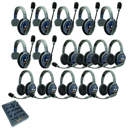 Eartec UltraLITE Pro16 Wireless Intercom System w/7x 1-Ear, 9x Dual-Ear Headsets