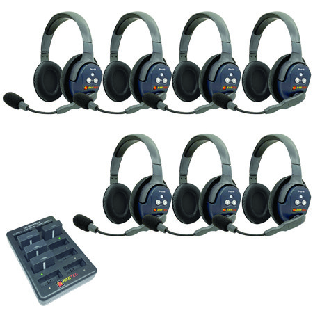 Eartec UltraLITE Pro16 ETP7D 2.4GHz Dual Channel Long Range Full Duplex Wireless Intercom System with 7x Dual-Ear Headsets