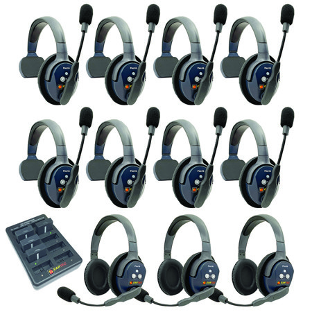 Eartec UltraLITE Pro16 Wireless Intercom System w/8x 1-Ear, 3x Dual-Ear Headsets
