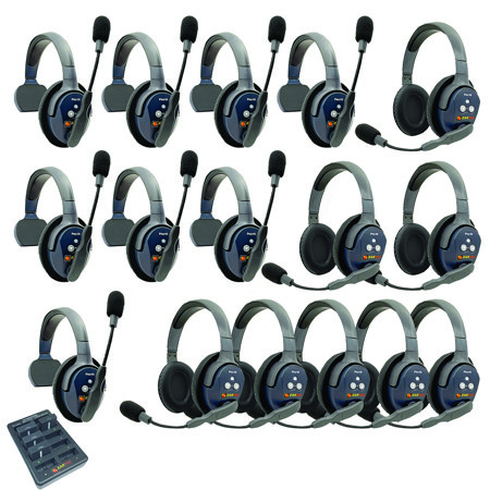 Eartec UltraLITE Pro16 Wireless Intercom System w/8x 1-Ear, 8x Dual-Ear Headsets