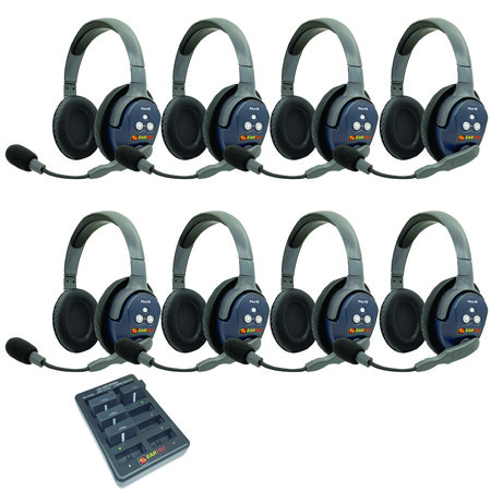 Eartec UltraLITE Pro16 ETP8D Wireless Intercom System, 8x Dual-Ear Headsets