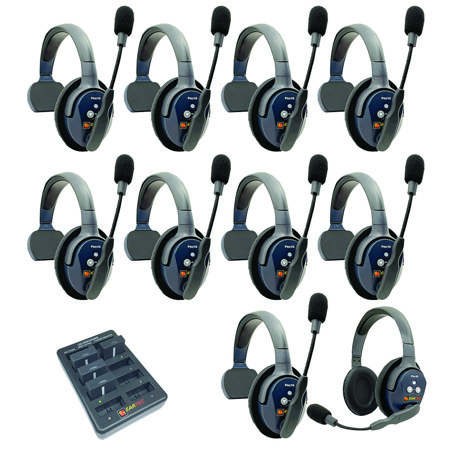 Eartec UltraLITE Pro16 Wireless Intercom System w/9x 1-Ear, 1x Dual-Ear Headsets