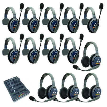 Eartec UltraLITE Pro16 Wireless Intercom System w/9x 1-Ear, 4x Dual-Ear Headsets