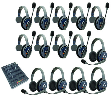 Eartec UltraLITE Pro16 Wireless Intercom System w/9x 1-Ear, 5x Dual-Ear Headsets