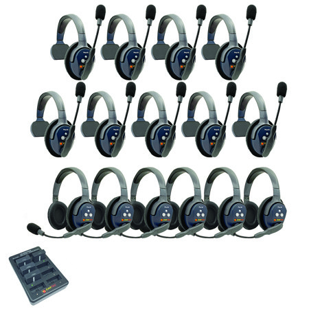 Eartec UltraLITE Pro16 Wireless Intercom System w/9x 1-Ear, 6x Dual-Ear Headsets