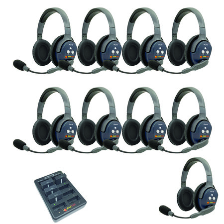 Eartec UltraLITE Pro16 ETP9D Wireless Intercom System, 9x Dual-Ear Headsets