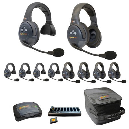 Eartec EVADE 2-Ch Wireless Intercom System w/5x Single-Ear, 5x Dual-Ear Headsets