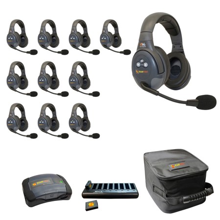 Eartec EVADE EVX11D-CM 2-Ch Wireless Intercom System with 11x Dual-Ear Headsets
