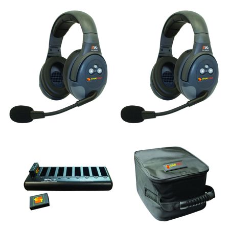 Eartec EVADE EVX2D Full Duplex Wireless Intercom System w/2x Dual-Ear Headsets