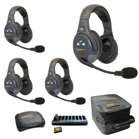 Eartec EVADE EVX4D-CM 2-Channel Wireless Intercom System w/4x Dual-Ear Headsets