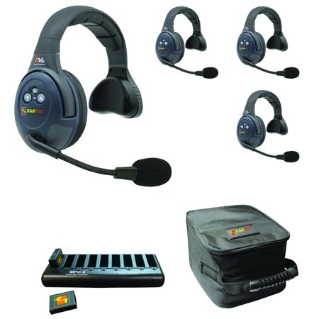 Eartec EVADE EVX4S Full Duplex Wireless Intercom System w/4x Single-Ear Headsets