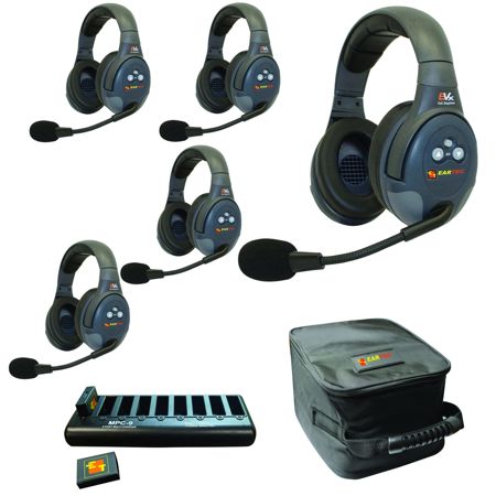 Eartec EVADE EVX5D Full Duplex Wireless Intercom System w/5x Dual-Ear Headsets