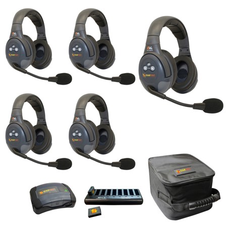 Eartec EVADE EVX5D-CM 2-Channel Wireless Intercom System w/5x Dual-Ear Headsets