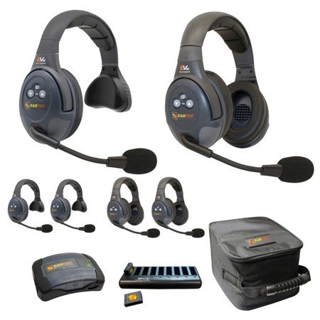 Eartec EVADE 2-Ch Wireless Intercom System w/3x Single-Ear, 3x Dual-Ear Headsets