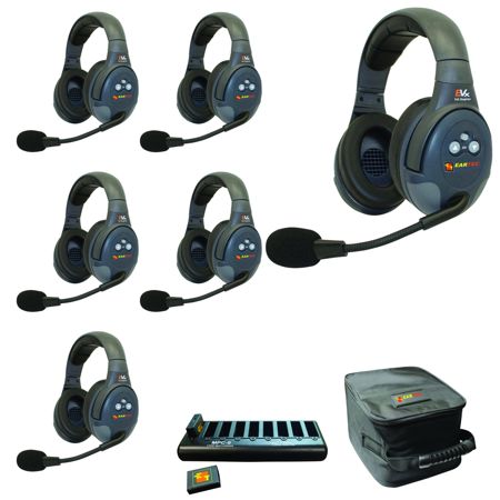 Eartec EVADE EVX6D Full Duplex Wireless Intercom System w/6x Dual-Ear Headsets