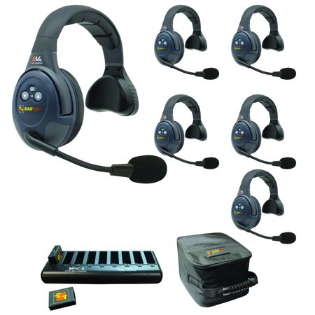 Eartec EVADE EVX6S Full Duplex Wireless Intercom System w/6x Single-Ear Headsets