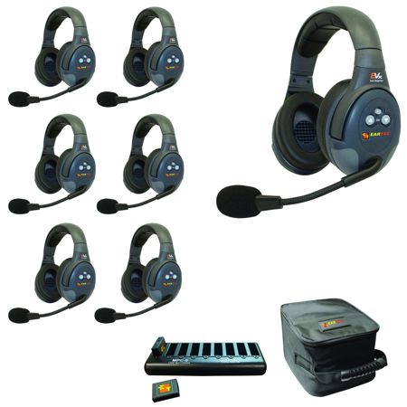 Eartec EVADE EVX7D Full Duplex Wireless Intercom System w/7x Dual-Ear Headsets