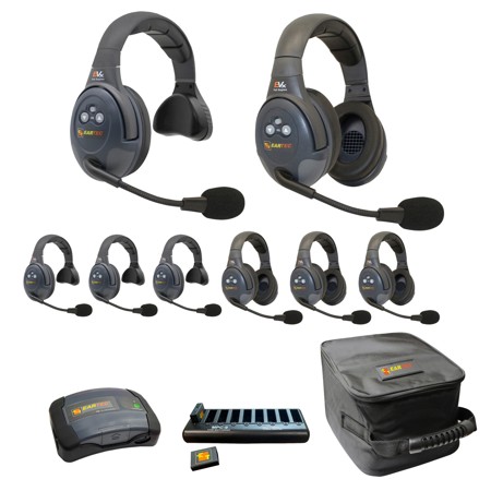 Eartec EVADE 2-Ch Wireless Intercom System w/4x Single-Ear, 4x Dual-Ear Headsets