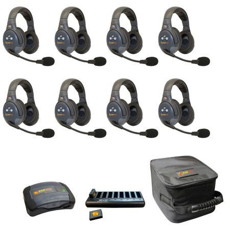 Eartec EVADE EVX8D-CM 2-Channel Wireless Intercom System w/8x Dual-Ear Headsets
