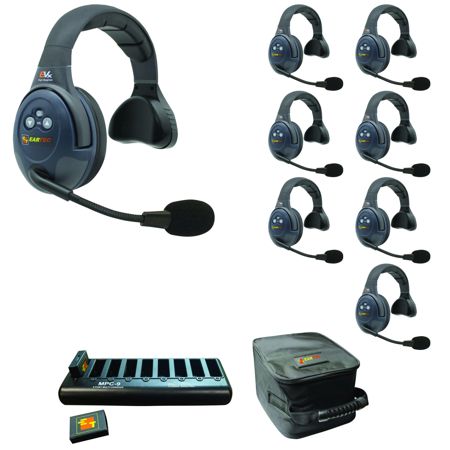 Eartec EVADE EVX8S Full Duplex Wireless Intercom System w/8x Single-Ear Headsets