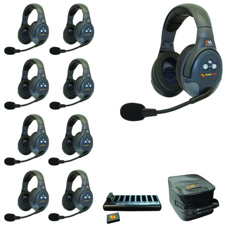 Eartec EVADE EVX9D Full Duplex Wireless Intercom System w/9x Dual-Ear Headsets