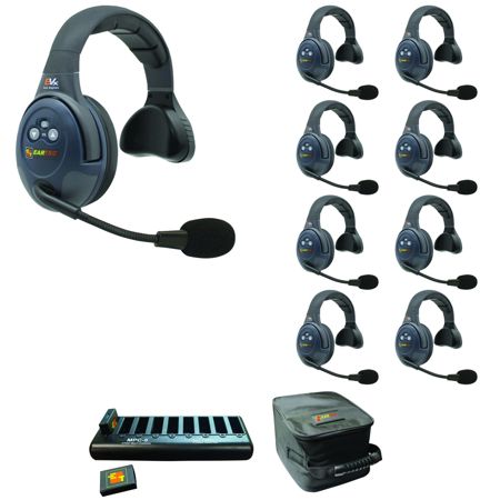 Eartec EVADE EVX9S Full Duplex Wireless Intercom System w/9x Single-Ear Headsets