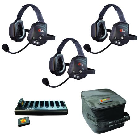 Eartec EVADE XTreme EVXT3 Duplex Wireless Intercom System w/3x Dual-Ear Headsets