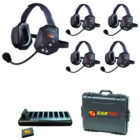 Eartec EVADE XTreme EVXT5 Duplex Wireless Intercom System w/5x Dual-Ear Headsets