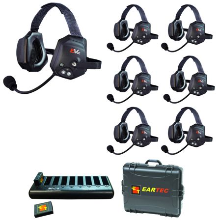 Eartec EVADE XTreme EVXT7 Duplex Wireless Intercom System w/7x Dual-Ear Headsets