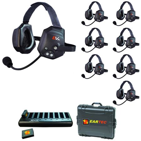 Eartec EVADE XTreme EVXT8 Duplex Wireless Intercom System w/8x Dual-Ear Headsets