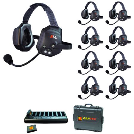 Eartec EVADE XTreme EVXT9 Duplex Wireless Intercom System w/9x Dual-Ear Headsets