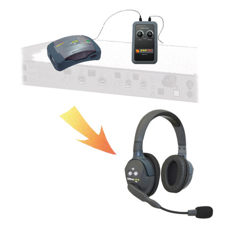 Eartec HUB Interface 1 Person Full Duplex Wireless Intercom System with UltraLite Single-Ear, Double-Ear Remote Headsets and Clear-Com Interface