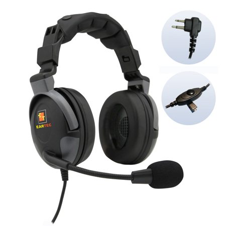 Eartec ProLine Double-Ear Headset with Inline PTT & 2-Pin Motorola Plug
