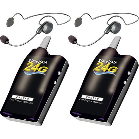 Eartec 2x Simultalk 24G Full-Duplex Beltpack Radios with 2x Cyber Headsets