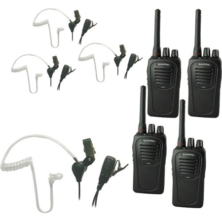 Eartec SC-1000 4-User Two-Way Radio System with 4x SST PTT Lapel Mic Headsets