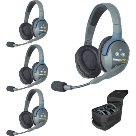 Eartec UL4D UltraLITE 4-Person Dual-Ear Headset System with Dual-Ear Master Headset and 3x Dual-Ear Remote Headset