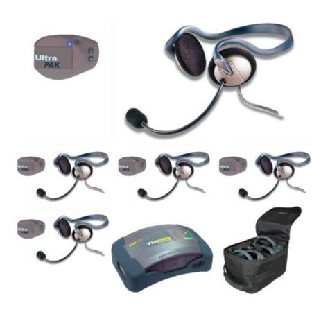 Eartec UPMON5 5-Person HUB System, 5x UltraPAK Beltpack, 5x Monarch Headset