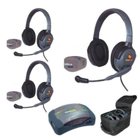 Eartec UPMX4GD3 3-Person HUB System , 3x UltraPAK Transceiver, 3x Max4G Double